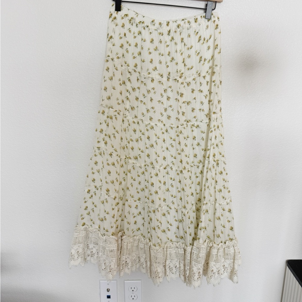 Ralph Lauren Cream Floral A-Line Skirt